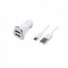 Cargador Mechero DUALUSB 2.4A con cable MicroUSB ST830 Blanco