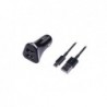 Cargador Mechero DUALUSB 2.4A con cable MicroUSB ST830 Negro