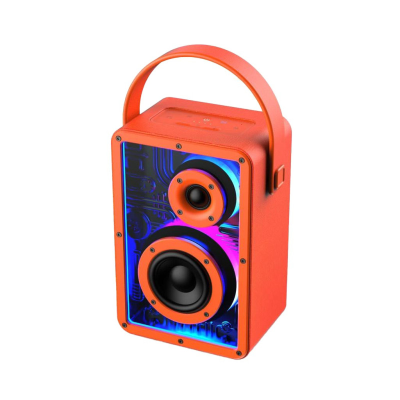 Altavoz (S860) LENYES BT V5.3 40W RMS (80W Pico) 3 Vías 8000mAh RGB, TWS, TF, USB, AUX - NARANJA