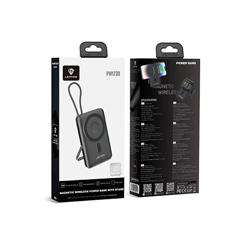 PW173D Bateria Externa 3EN1 10000MAH Con Carga Rápida Y Carga por Inducción Magsafe