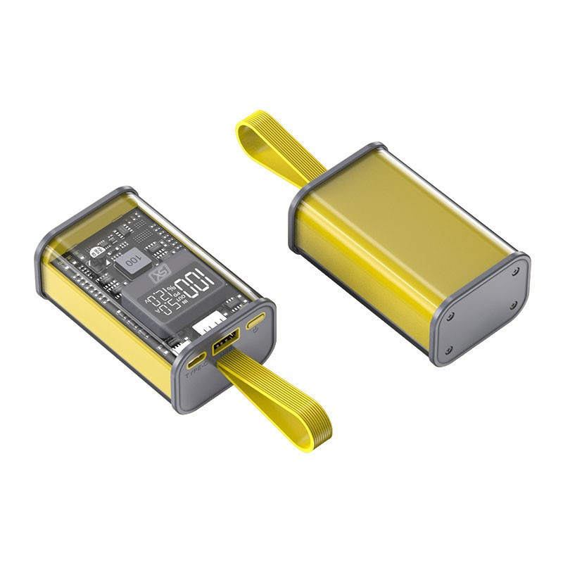 SX PB002 PowerBank de 10000mah y Carga Rápida Hasta 22.5w Transparente  Amarilla