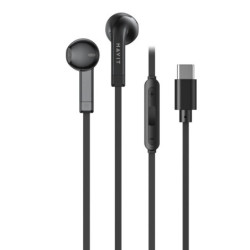 E336C NE Auriculares con Clavija TIPO C 1.2M con microfono y boton de volumen (Válido en Apple y Samsung)