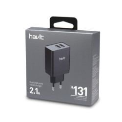 H131 Negro Cargador DUAL USB sin cable 5V 2.1A