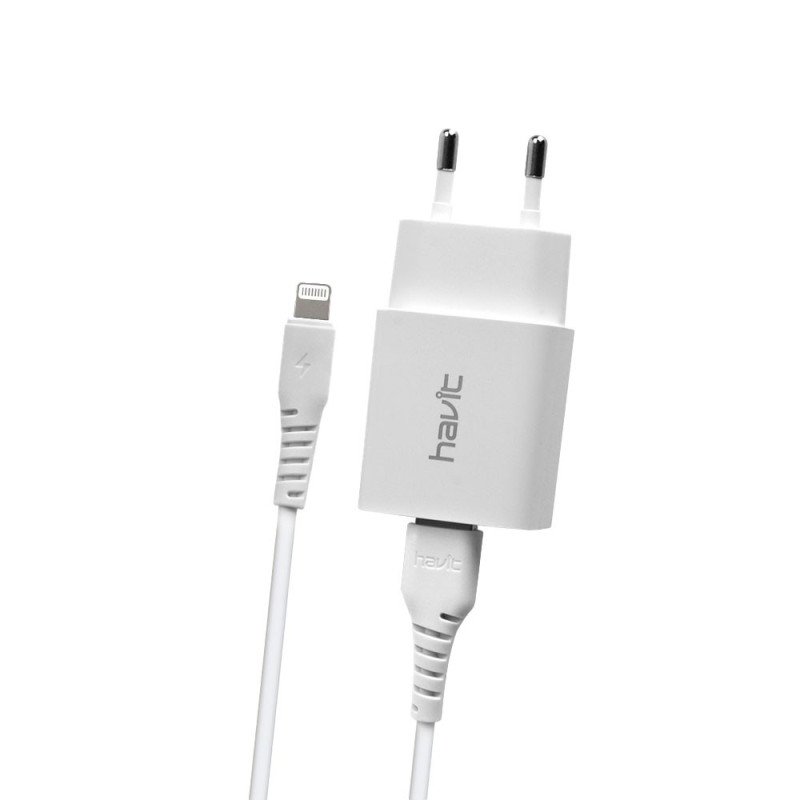 ST901 Cargador de Red Dual USB 2.1A con Cable Ligthning 1.0M Blanco