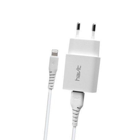 ST901 Cargador de Red Dual USB 2.1A con Cable Ligthning 1.0M Blanco