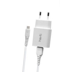 ST902 Blanco Cargador de Red Dual USB 2.1A con Cable TIPO C 1.0M