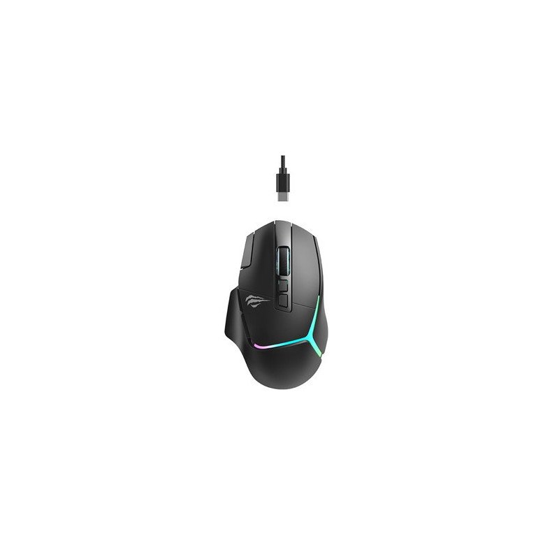 MS967WB BK Raton Gaming Con Cableplus2.4GHZplus(BT5.2  2 CANALES) TRI-MODO HAVIT