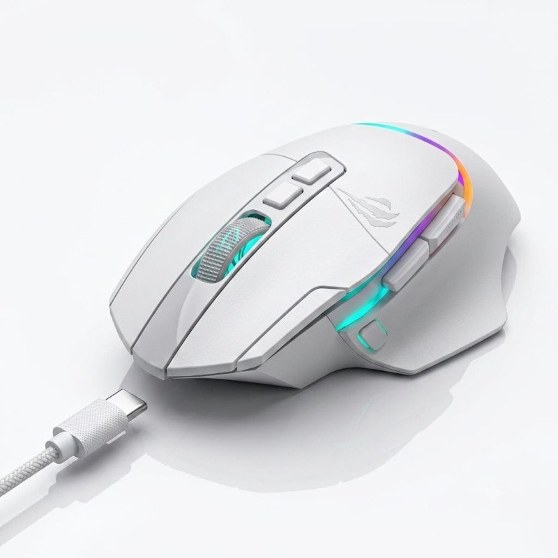MS967WB WG Raton Gaming Con Cableplus2.4GHZplus(BT5.2  2 CANALES) TRI-MODO HAVIT