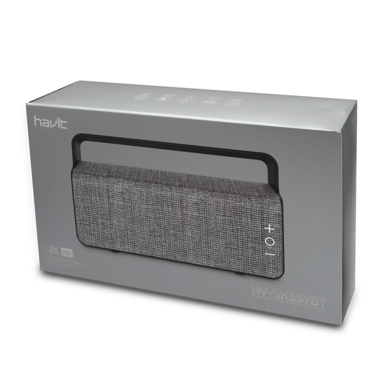 Altavoz Bluetooth diseño tela con asa SK559BT Negro  Gris
