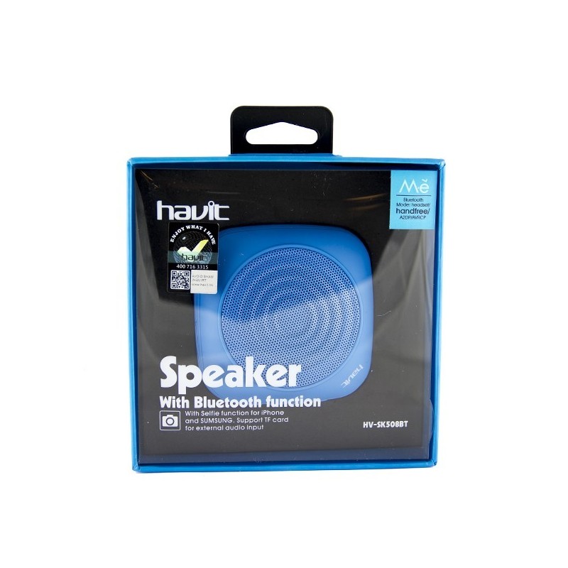 Altavoz Bluetooth Portable con botón Selfie HV-SK508BT Azul
