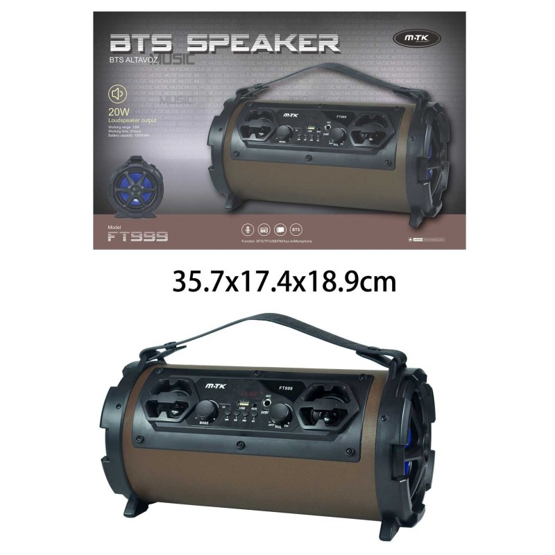 FT999 MA Altavoz Bluetooth Electra con pantalla LED, 20W, FMTFAudioMicrofono,Marron