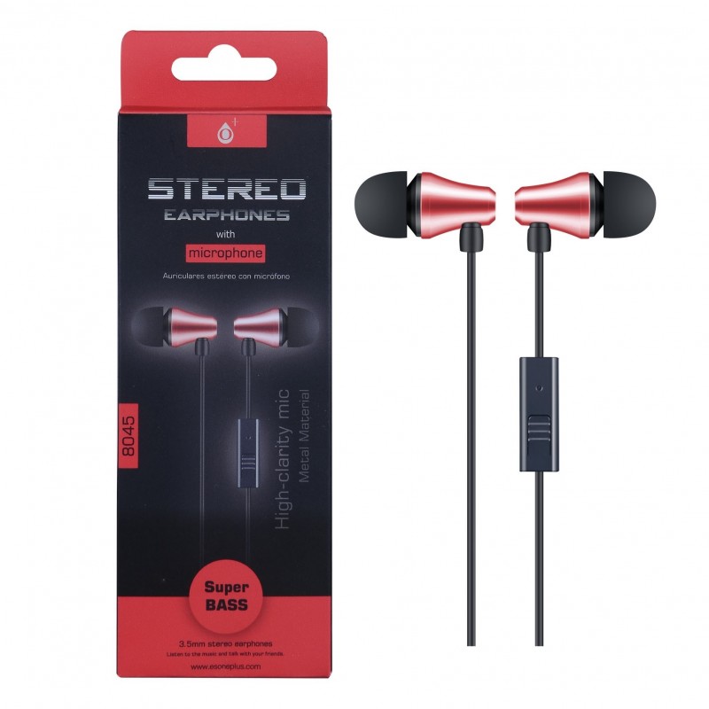 8045 RJ Auriculares Metal Tic con Microfono Rojo