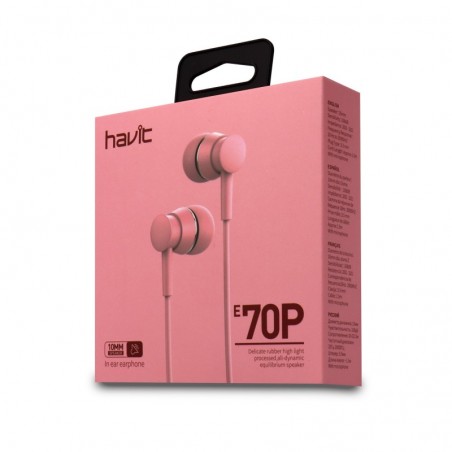 Auricular con Cable y Manos Libres E70P Rosa
