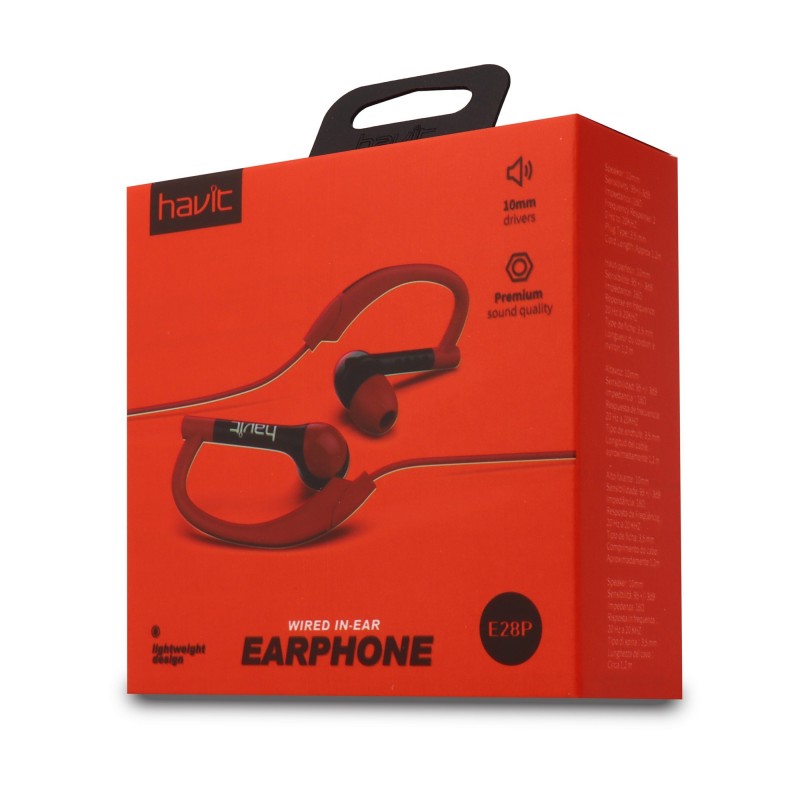 Auricular Deportivo Con Microfono E28P Rojo