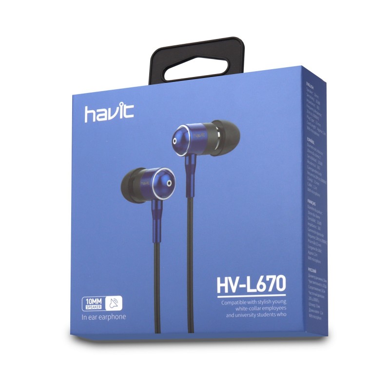 Auricular Estereo con Manos Libres HV-L670 Azul