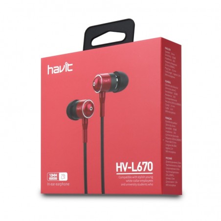 Auricular Estereo con Manos Libres HV-L670 Rojo