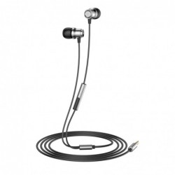 Auricular Metalizado con Cable y Microfono E72P Blanco