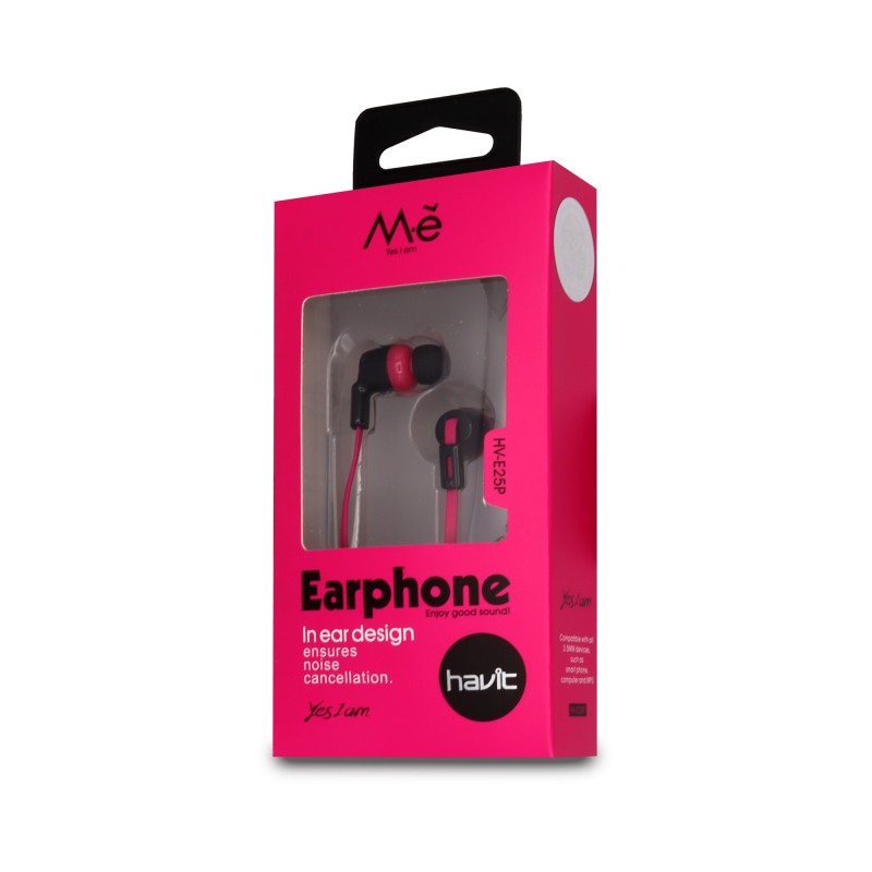 Auriculares con microfono HV-E25P - Rosa