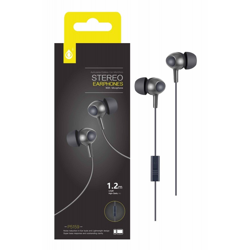 P5159 GR Auriculares Metal con Microfono Spade Gris
