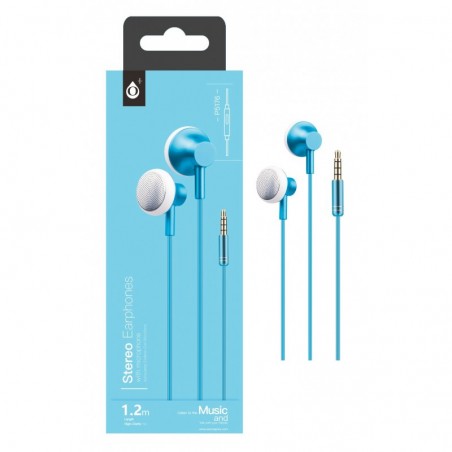 P5176 AZ Auriculares Metal Pocky con Microfono - Azul