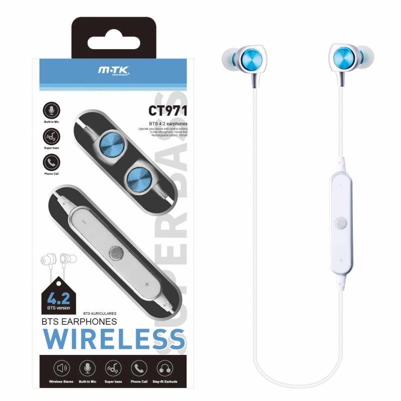 Auriculares Bluetooth Prisma con microfono AZUL CT971