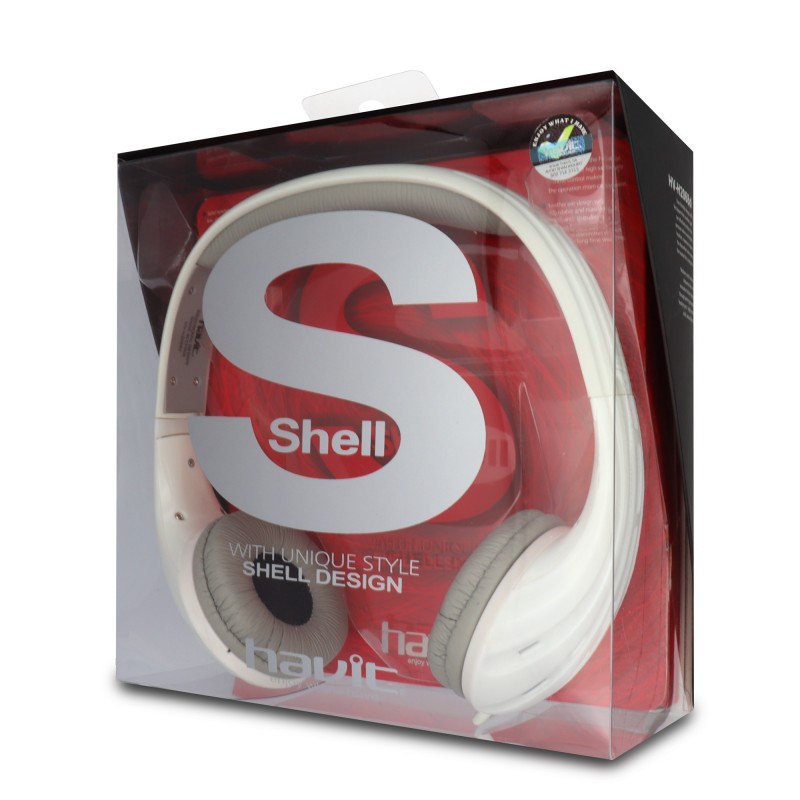 Casco con conversor de 1 Jack-H (4 Pin) a 2 Jack-M (3Pin) HV-H2068D - BLANCO