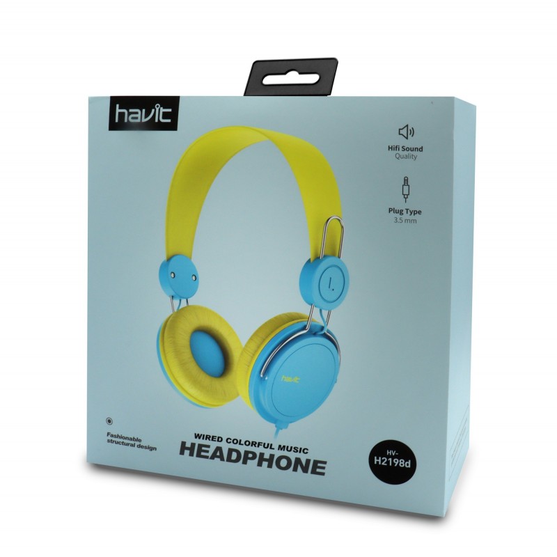 Casco con microfono HV-H2198D - CelesteAmarillo